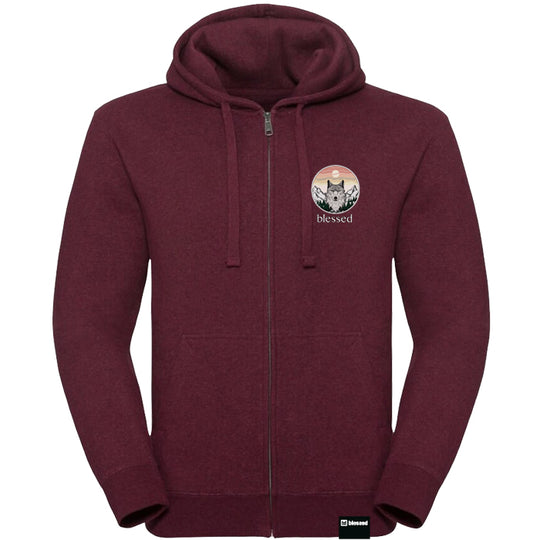 Wolf Zip-Hoody Burgundy