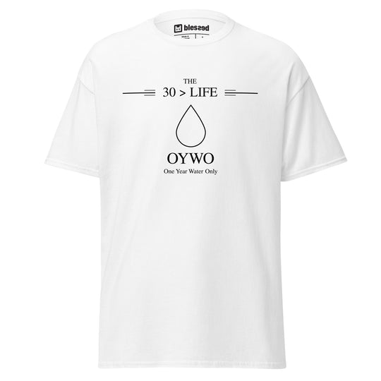 OYWO 'the 30 > life' White Unisex T-Shirt