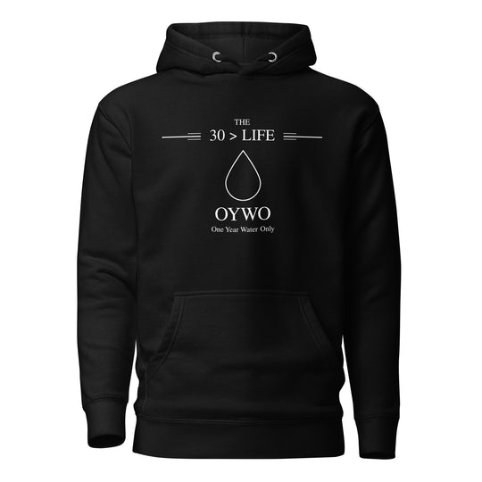 OYWO 'the 30 > life' Black Unisex Hoody